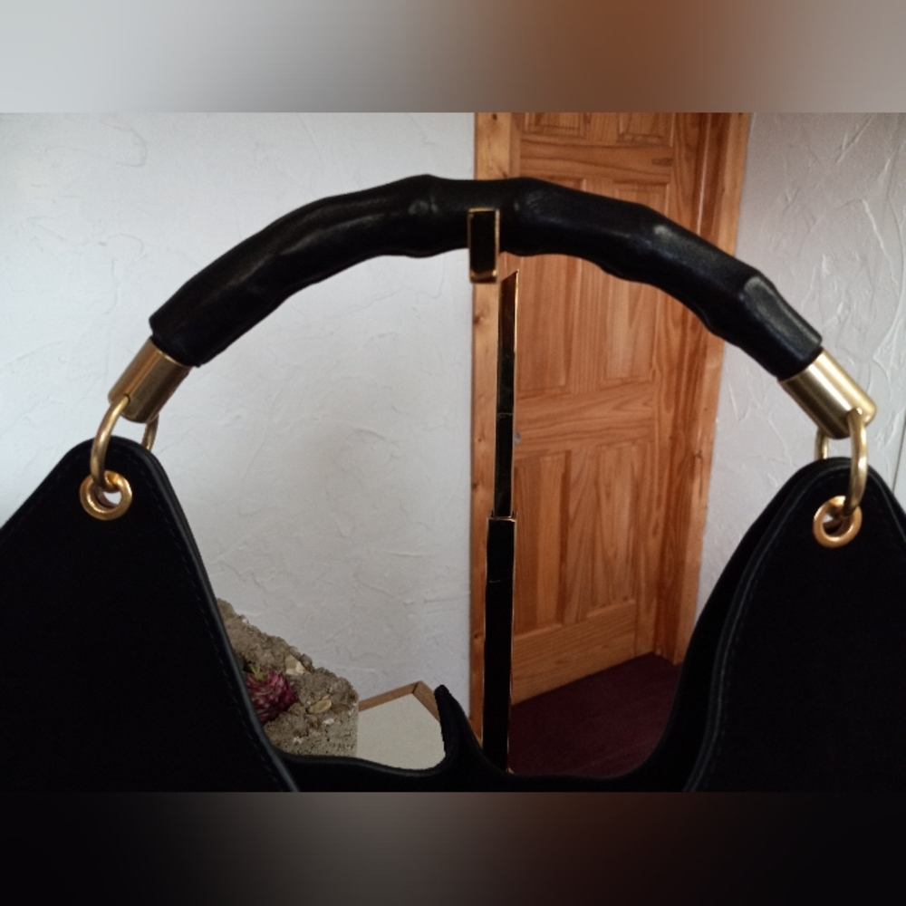 J.McLaughlin Large, Black Suede Sanne Top Handle Tote - Picture 14 of 16